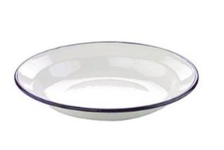 PRATO FUNDO 22CM ESMALTE BR FRISO AZUL